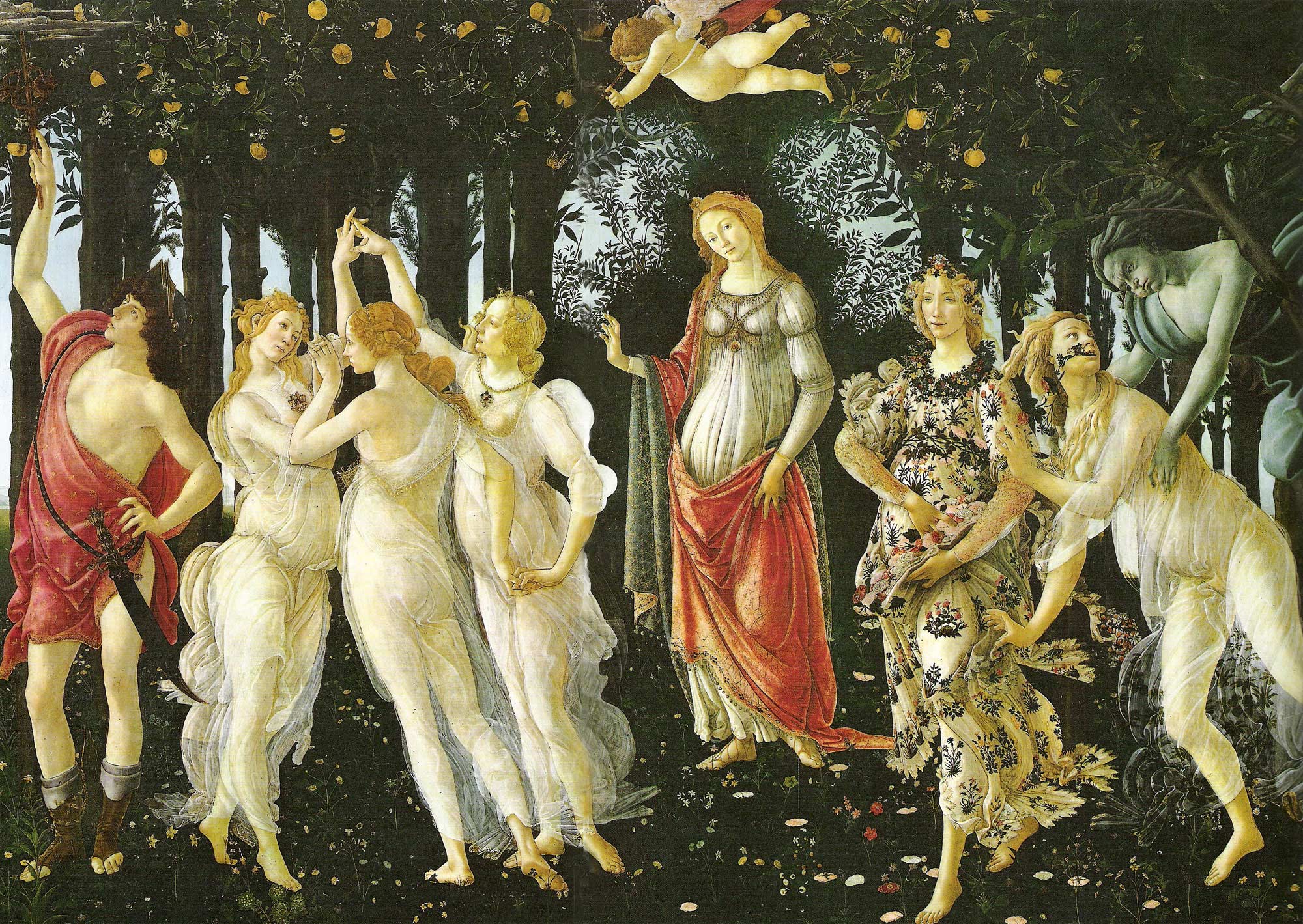 Sandro Botticelli La Primavera, 203 × 314 cm. Private guide in Florence