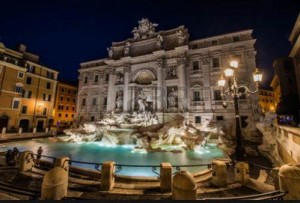 Trevi fountain by night